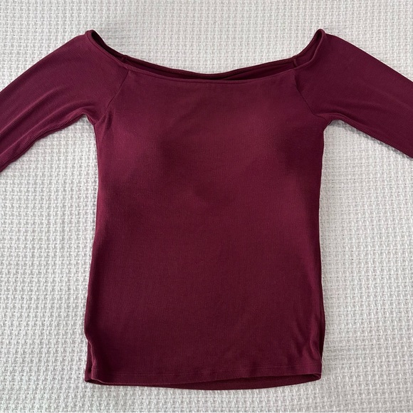 Klassy Network Off Shoulder Longsleeve Brami Top Womens Large Dark Cherry Padded - Picture 3 of 7